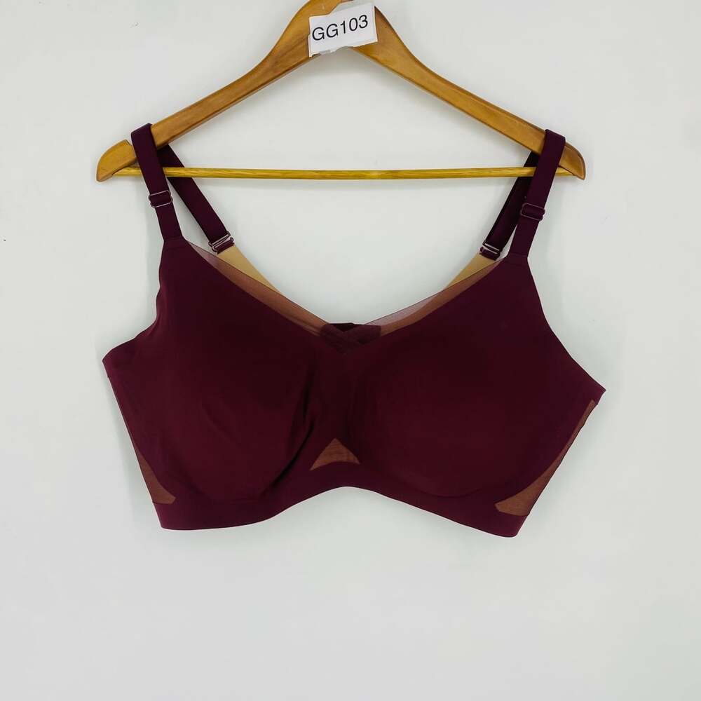 Honeylove CrossOver Wireless Bra 3X Burgundy Wine Mesh Supportive Smoothing